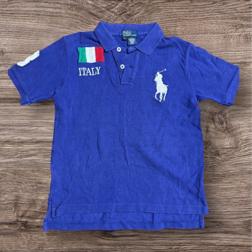 Vtg Poloโ Ralph Lauren Big Pony Shirt Italia Italy #15 Rugby Youth Size 7